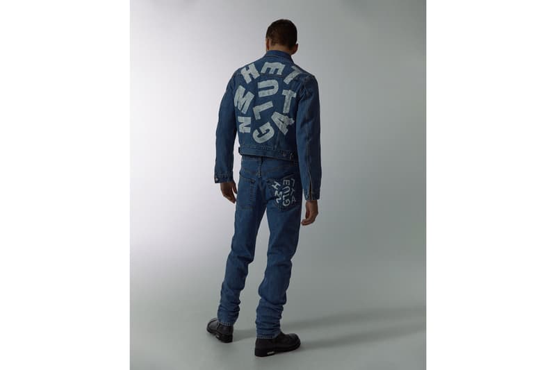 Marc Hundley Helmut Lang Capsule Collection Info Short Sleeve T-shirt Hooded Sweatshirt Stenciled Jeans Trucker Jacket Denim White Black