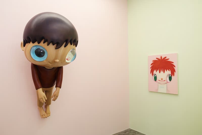 Javier Calleja "I did, I do, I will do" Exhibit Hong Kong AISHONANZUKA Gallery Sculptures Wooden Big Eyes Paintings Drawings Children Cat Books