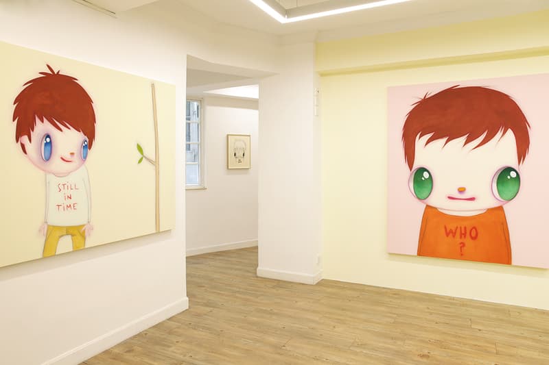 Javier Calleja "I did, I do, I will do" Exhibit Hong Kong AISHONANZUKA Gallery Sculptures Wooden Big Eyes Paintings Drawings Children Cat Books