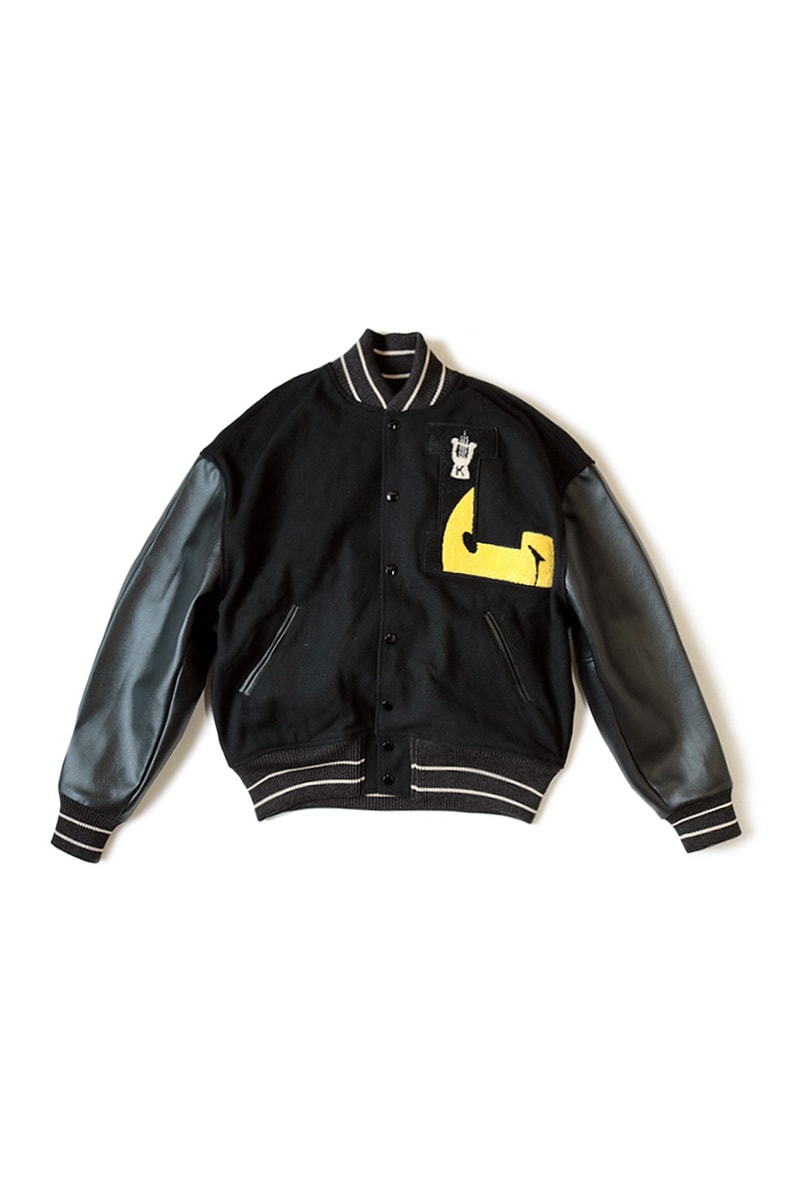 KAPITAL 40s Wool L FIVE Varsity Jackets flight bomber outerwear football collegiate ivy japanese kountry embroidery part cupra L harp smiley face white green black leather asymmetrical