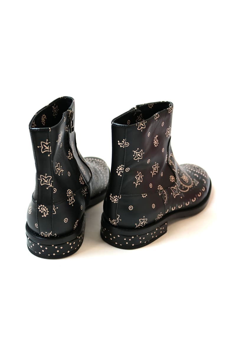 KAPITAL Bandana Chelsea Boots footwear shoes boot paisley tradtional americana motif kountry leather polka dot butterfly dragonfly black red high cut ankle top gum wader