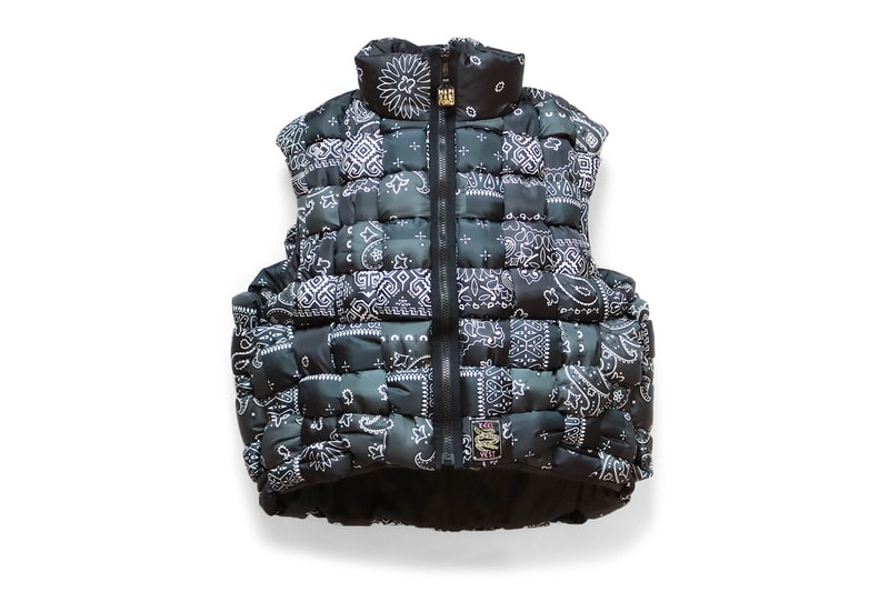 KAPITAL Nylon Bandana KEEL Weaving Vest weaving lattice filling down insulated outerwear fall winter 2019 paisley pattern utility wapi sabi for peace ripstop handmade knitted