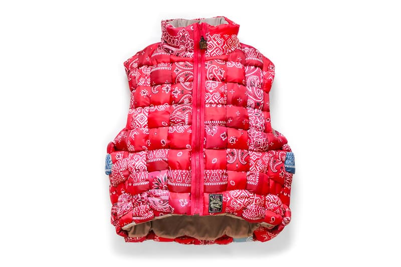 KAPITAL Nylon Bandana KEEL Weaving Vest weaving lattice filling down insulated outerwear fall winter 2019 paisley pattern utility wapi sabi for peace ripstop handmade knitted