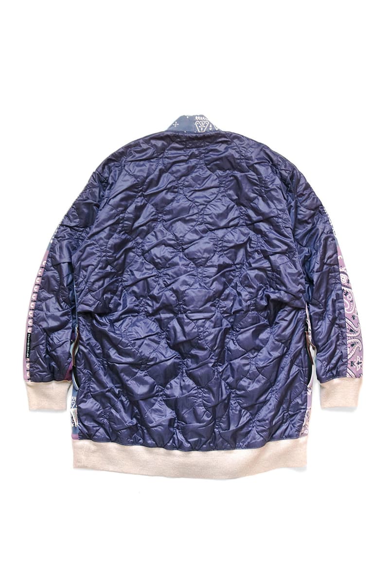 KAPITAL Quilted Bandana Bivouac Cardigan blue black teal purple light nylon back paisley bandana kountry sweaters cardigans japanese streetwear deconstructed patchwork upcycled drop release info price details