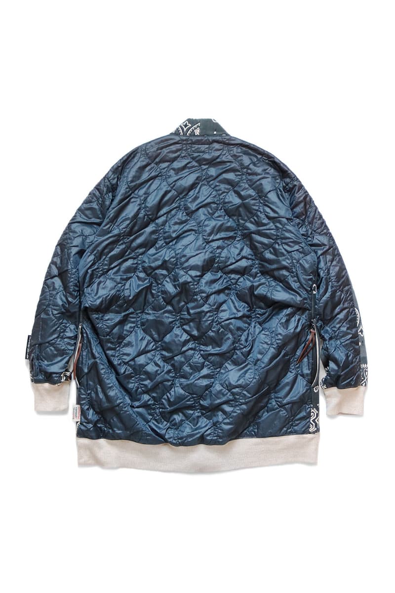 KAPITAL Quilted Bandana Bivouac Cardigan blue black teal purple light nylon back paisley bandana kountry sweaters cardigans japanese streetwear deconstructed patchwork upcycled drop release info price details