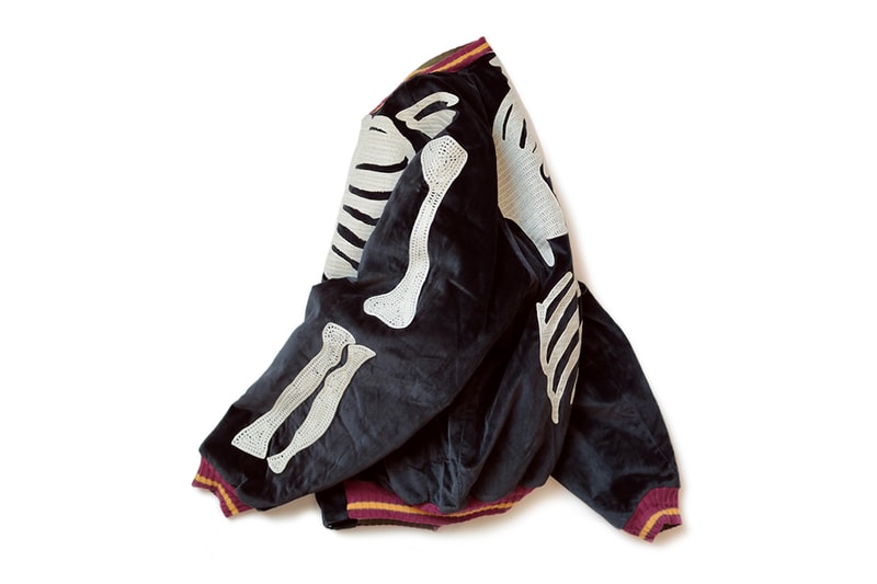 KAPITAL Velveteen BONE Embroidery Souvenir Jacket outerwear fall winter 2019 bomber skeleton velvet kountry nylon plyester batting vintage zip up made in japan japanese streetwear