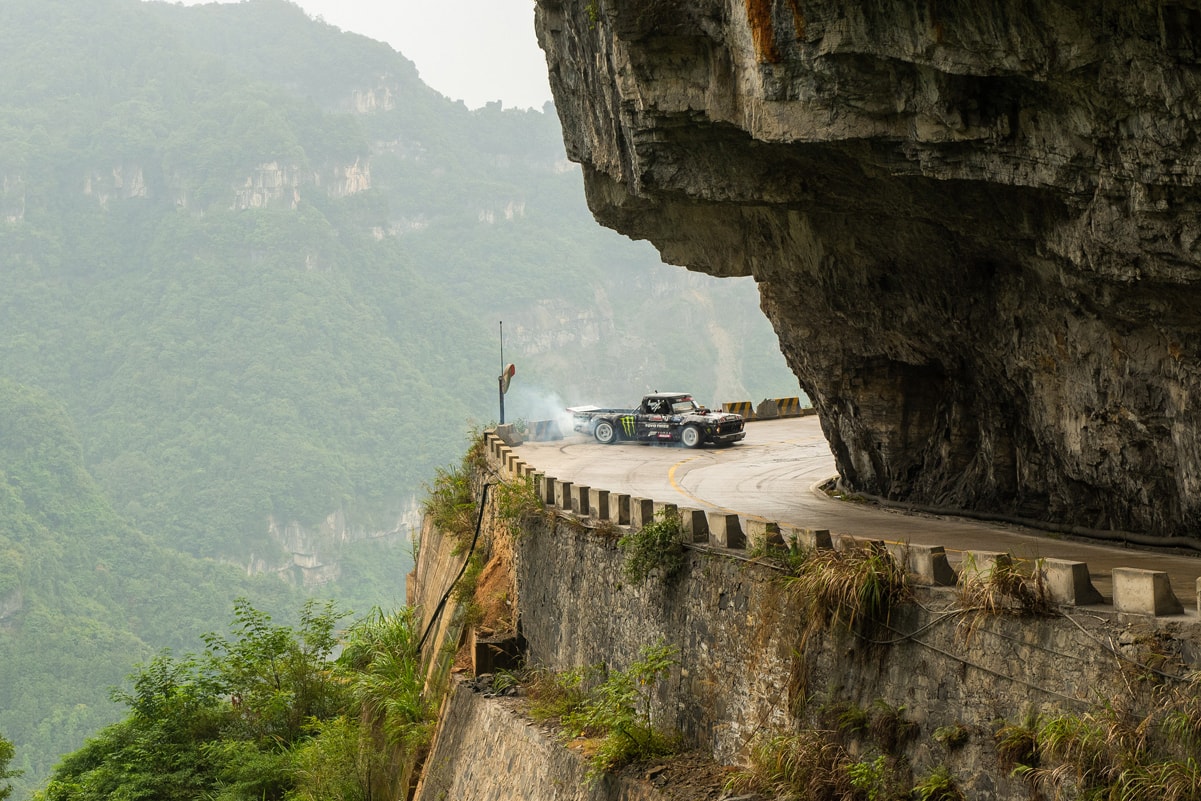 Ken Block 'Climbkhana TWO: Tianmen Mountain' Video stream ford f-150 truck china dangerous drift mountain drive gym watch hoonitruck 914