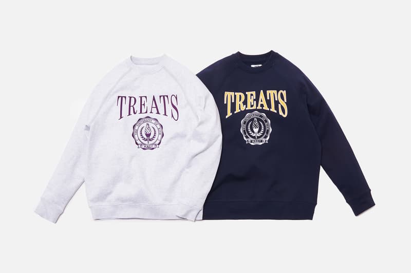 KITH Treats "Treats Collegiate" Collection Release Heavyweight Cotton Crewneck Fleece Sweatshirts White Navy Heather Gray Green Orange Yellow Purple Cereal Box "Cards Against Vanity" Card Game 