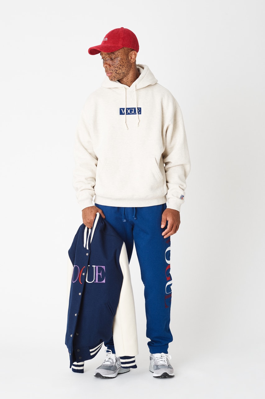 kith vogue russell athletic love thy city collaboration collection release collegiate varsity jacket brooklyn miami soho los angeles flagship stores hoodies crewnecks sweatpants tshirts 