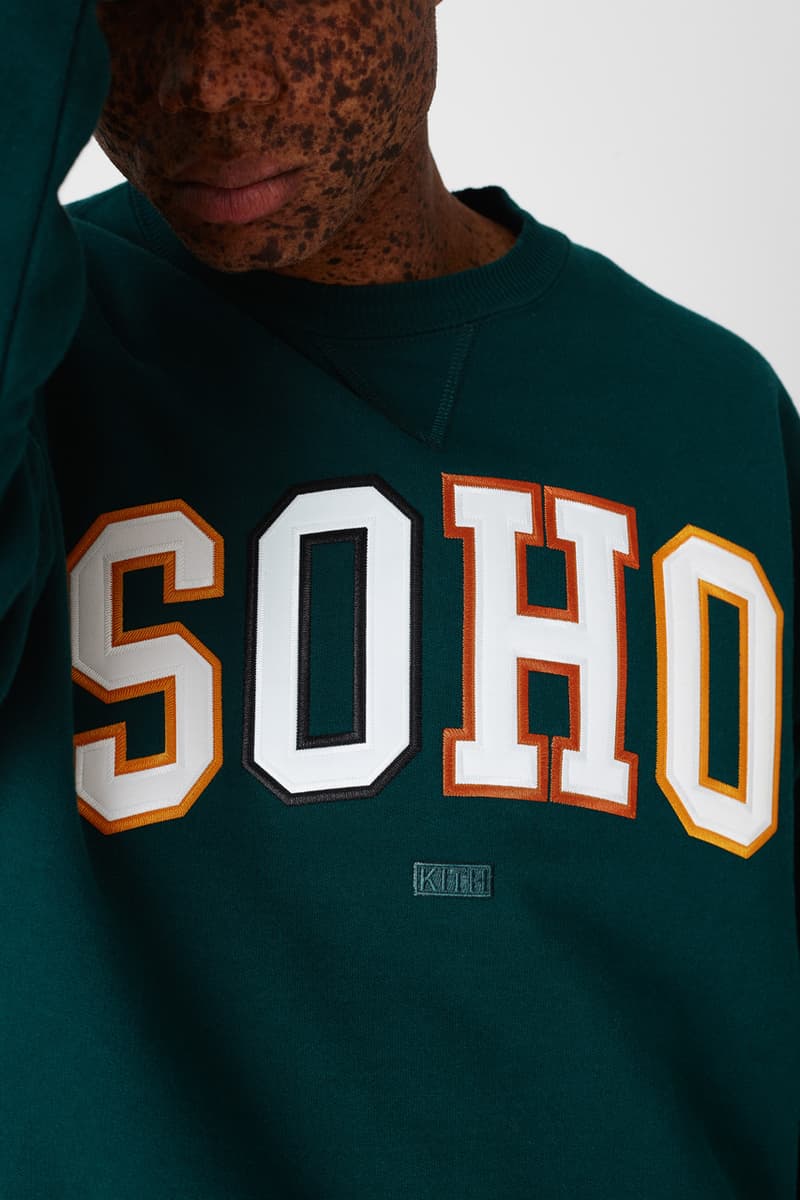 kith vogue russell athletic love thy city collaboration collection release collegiate varsity jacket brooklyn miami soho los angeles flagship stores hoodies crewnecks sweatpants tshirts