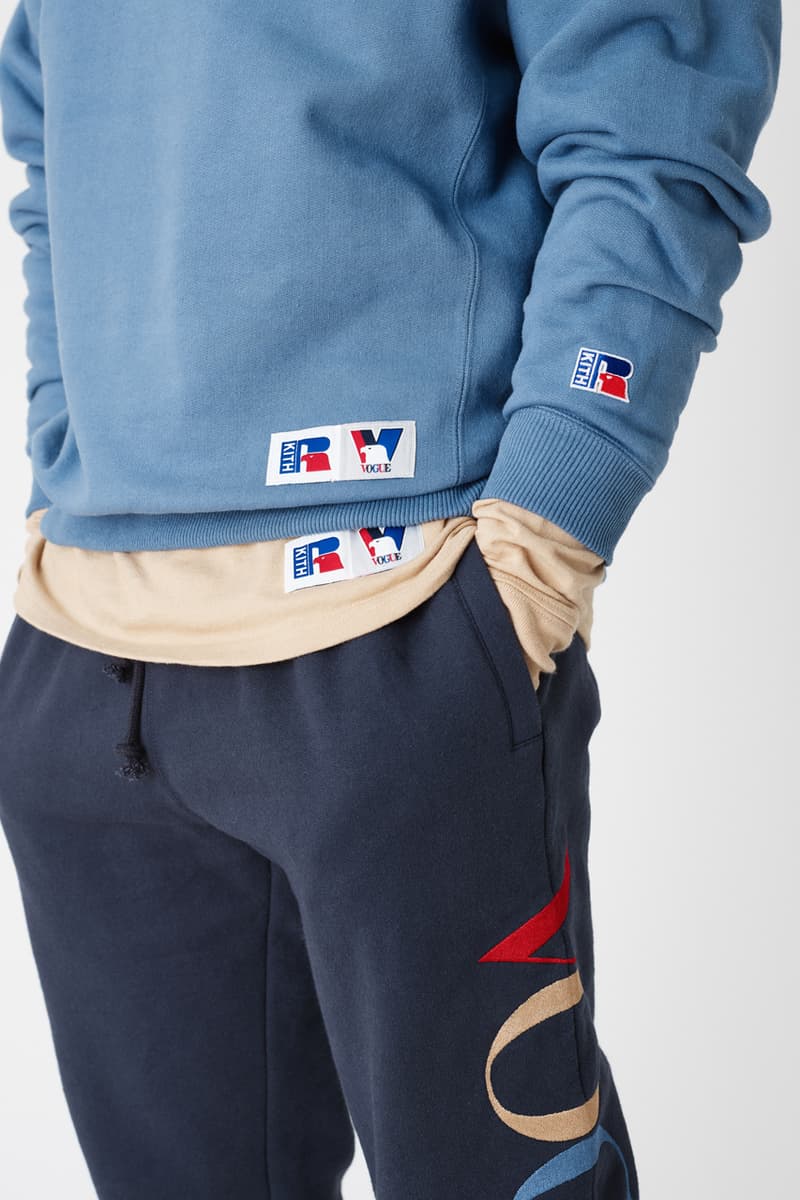 kith vogue russell athletic love thy city collaboration collection release collegiate varsity jacket brooklyn miami soho los angeles flagship stores hoodies crewnecks sweatpants tshirts