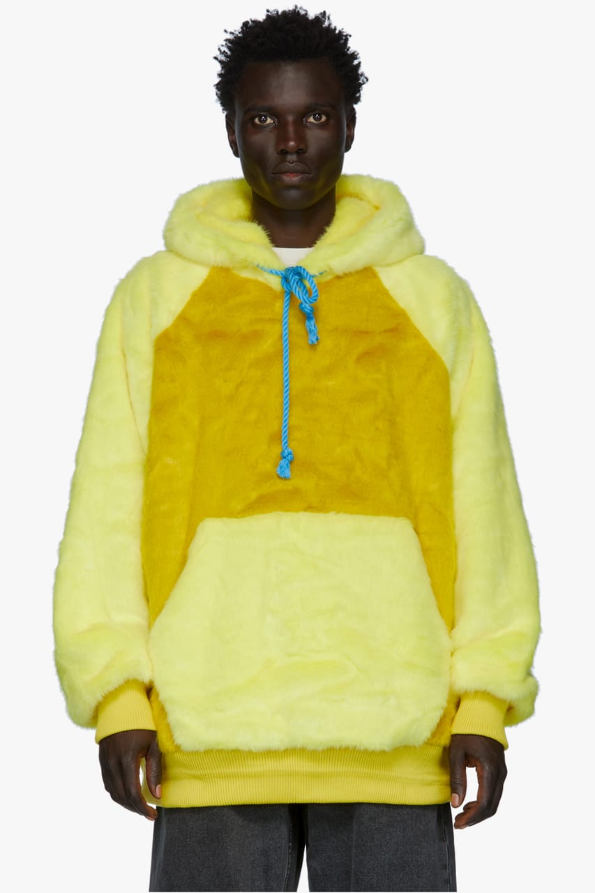 yellow faux fur jacket