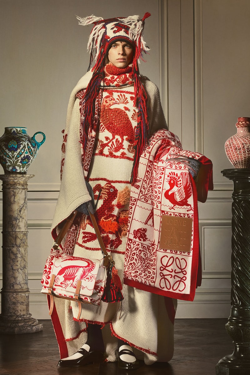 LOEWE De Morgan Capsule Collection Release Info William De Morgan Textiles Dresses Sweaters Hats Knits Hoodies Caps Sweaters Dresses Dodo Hoopoe Birds Flowers
