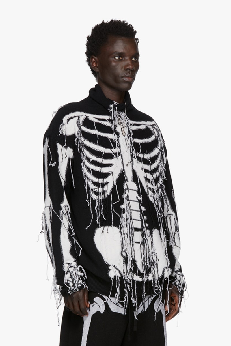 LOEWE William De Morgan Skeleton Turtleneck jonathan anderson english renaissance man fringes made in italy wool sweater graphic bones outerwear fall winter 2019 intarsia yarn knitwear