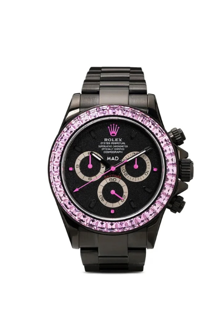 MAD Paris Black Rolex Daytona Pink Sapphire Watch timepieces accessories browns fashion