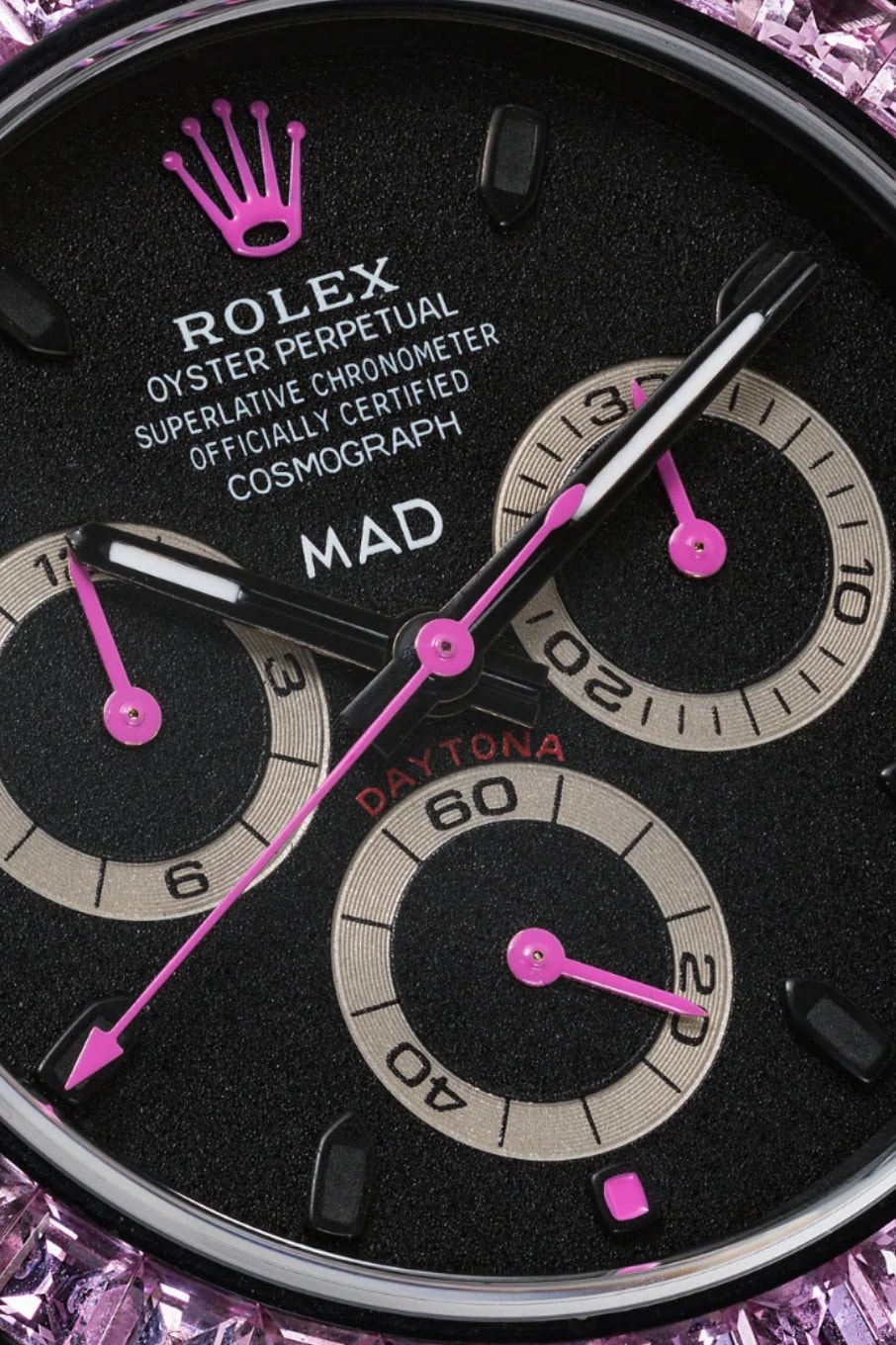 MAD Paris Black Rolex Daytona Pink Sapphire Watch timepieces accessories browns fashion