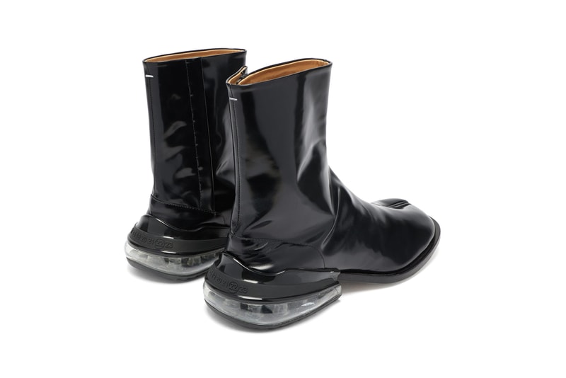 maison margiela tabi Air Bag Heel split toe leather boots black patent fall winter 2019 