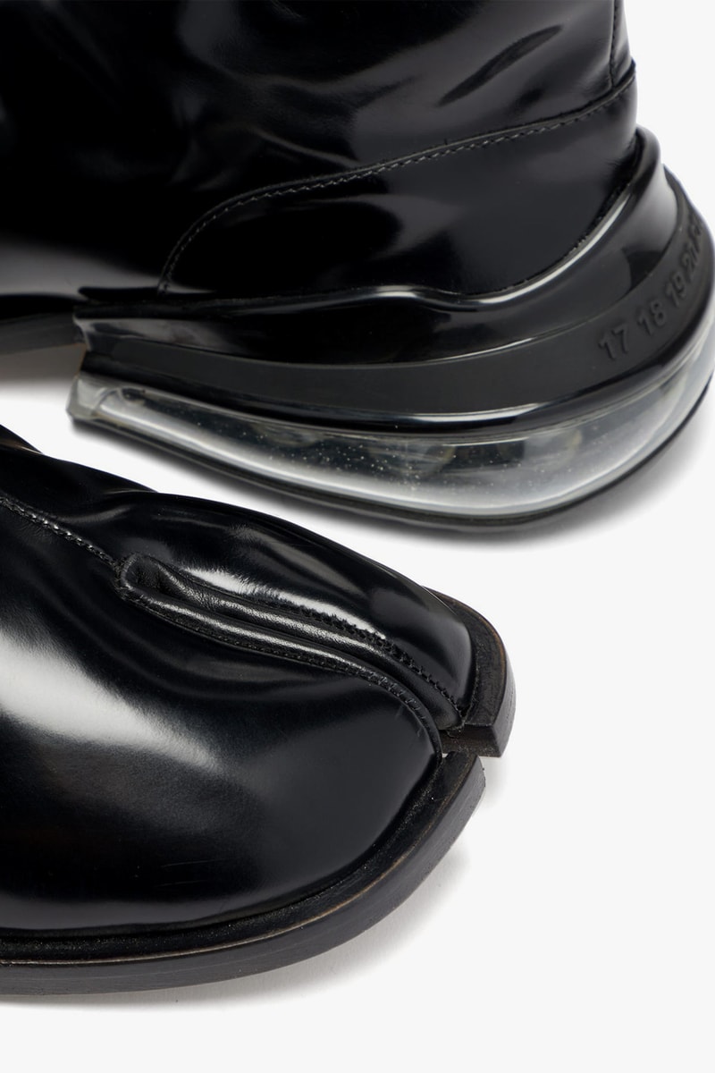 maison margiela tabi Air Bag Heel split toe leather boots black patent fall winter 2019 