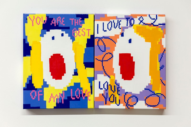 Maja Djordjevic Dio Horia Exhibition Info "I Am Always a Different Person" Paintings Sculptures Oil Enamel Computer Doodles Pixelation 