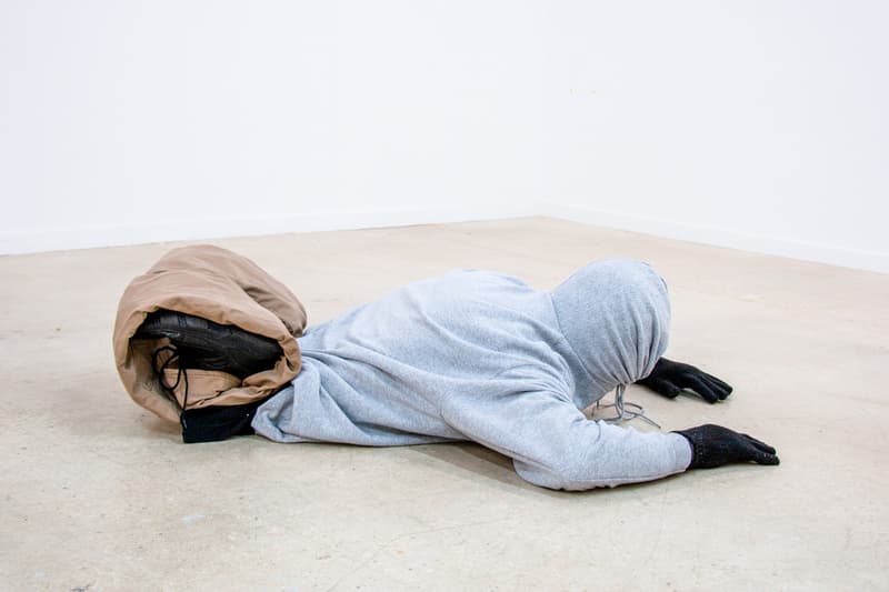 Mark Jenkins "From From Here to Nowhere" Exhibit Fabien Castanier Gallery Miami Sculptures Figures Hooded