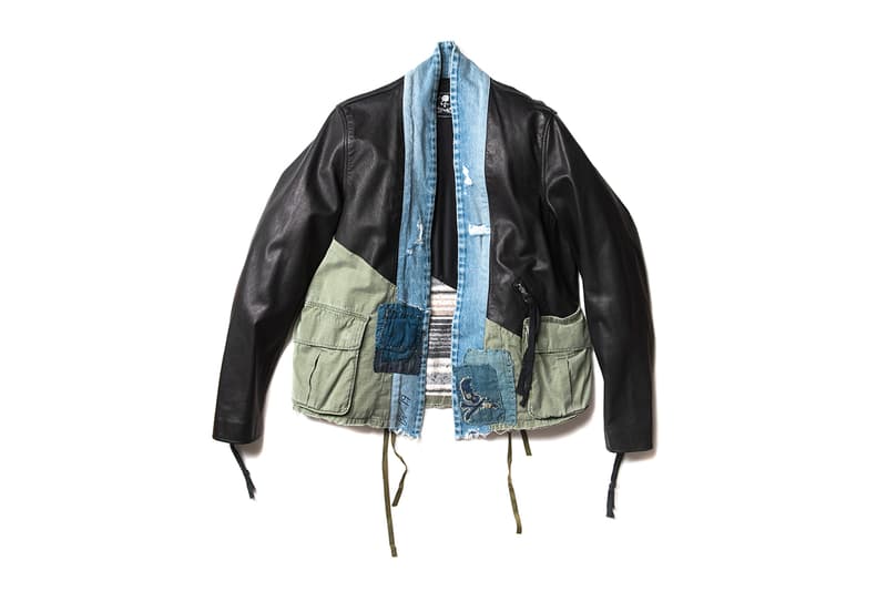 mastermind JAPAN x Greg Lauren FW19 Capsule Collaboration collection fall winter 2019 isetan mens maxfield la patchwork leather jacket military denim jeans skull logo flannel shirt army trucker hoodie shirt