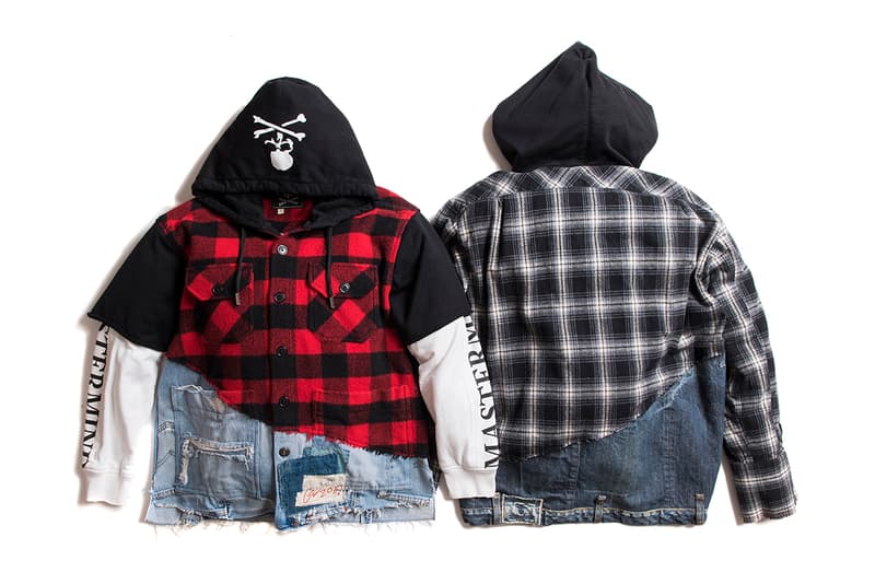 mastermind JAPAN x Greg Lauren FW19 Capsule Collaboration collection fall winter 2019 isetan mens maxfield la patchwork leather jacket military denim jeans skull logo flannel shirt army trucker hoodie shirt