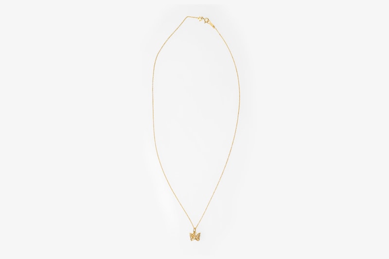 NEEDLES Fall Winter 2019 Jewelry nepenthes necklaces rings peace sign butterfly steve mcqueen gold silver 18k karat plated chains smiley face pendant engraved keizo shimizu