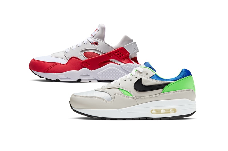 nike dna pack 87 91 air huarache max 1 varsity red anniversary pack scream green release date info photos price ar9863 900