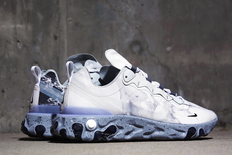 Kendrick Lamar Nike NikeLab React Element 55 KL Pure Platinum/Clear/Wolf Grey Cj3312-001 sneakers release info buy cop purchase collaboration marble