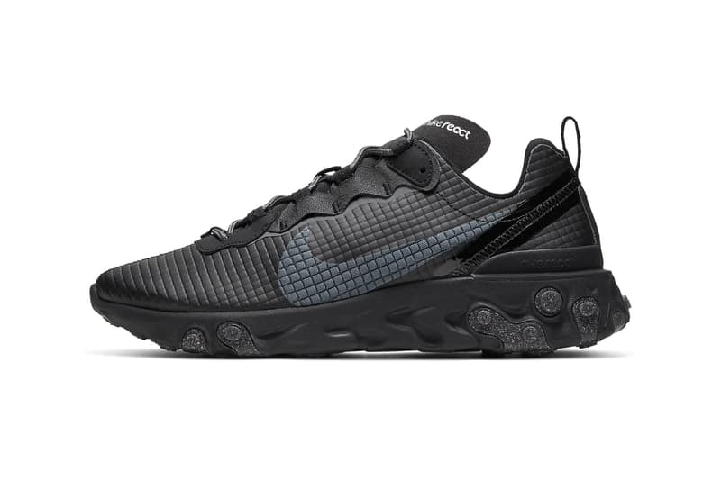 Nike React Element 55 Silver Black Quilted Grid Release Info CI3835-001 CI3835-002 grey white