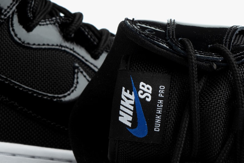 nike sb dunk high pro space jam air jordan 11 BQ6826 002 black white varsity royal patent leather release date info photos price
