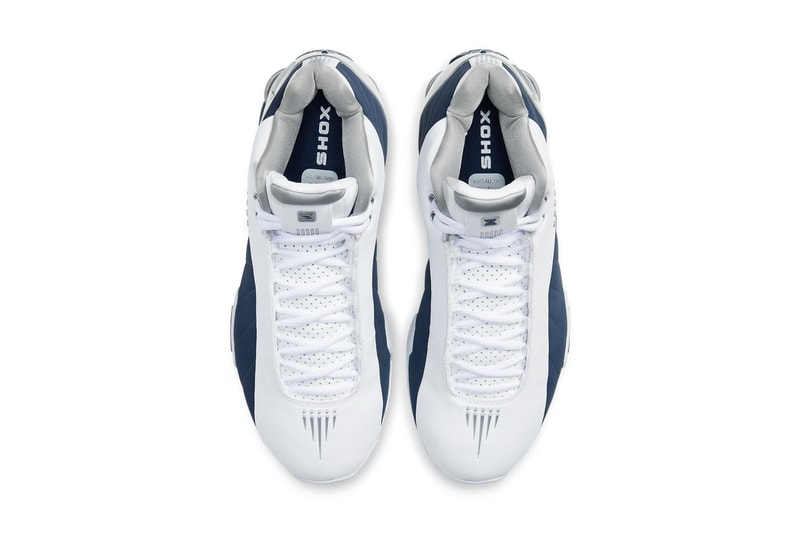 nike shox bb4 white midnight navy metallic silver at7843 100 vince carter olympic release date info photos price