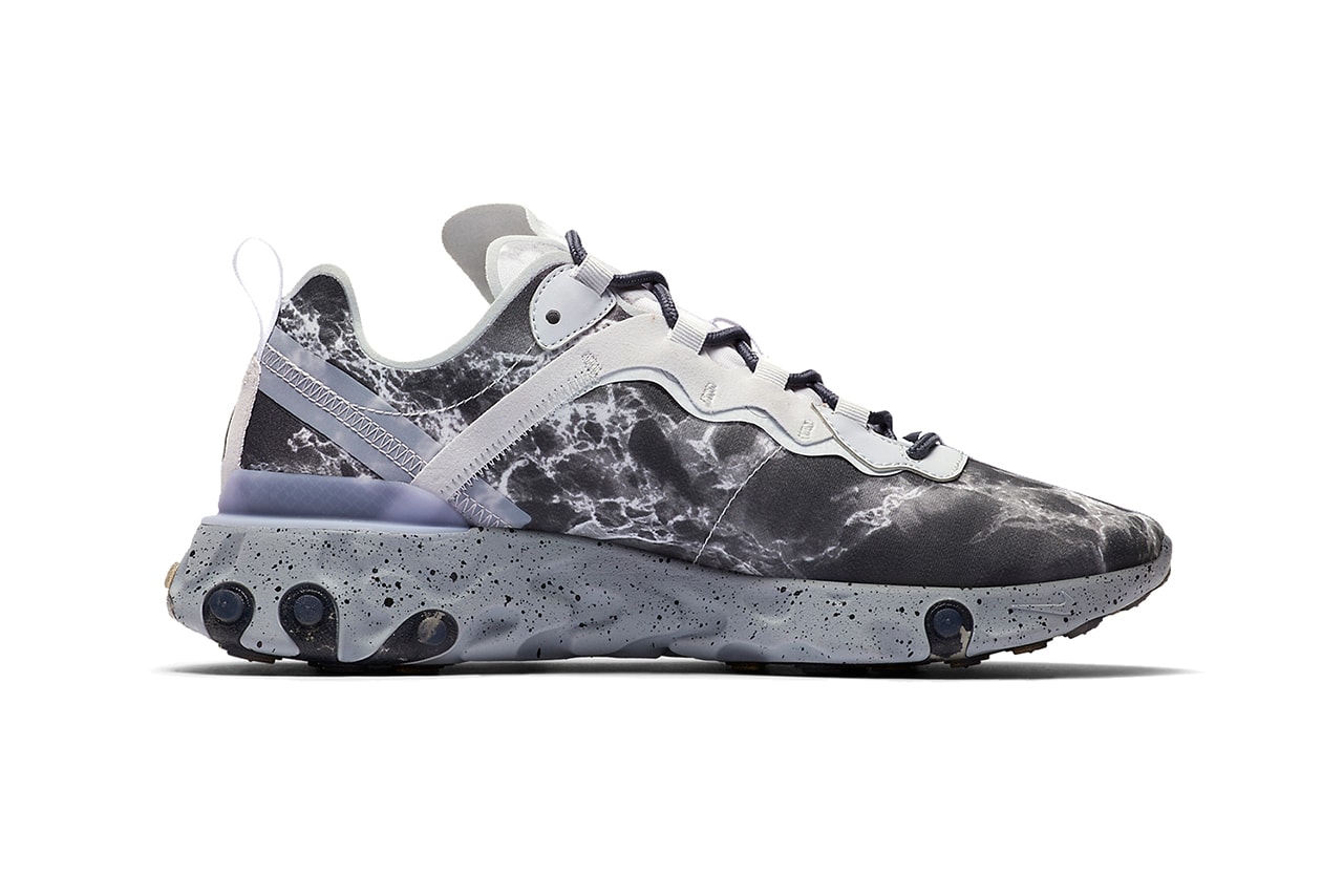 Kendrick Lamar Nike NikeLab React Element 55 KL Pure Platinum/Clear/Wolf Grey Cj3312-001 sneakers release info buy cop purchase collaboration marble