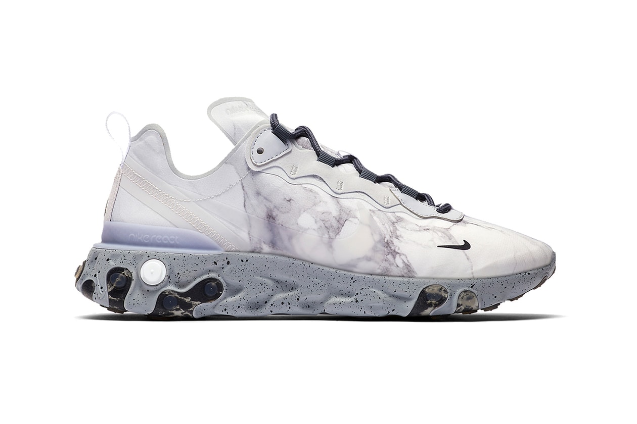 Kendrick Lamar Nike NikeLab React Element 55 KL Pure Platinum/Clear/Wolf Grey Cj3312-001 sneakers release info buy cop purchase collaboration marble