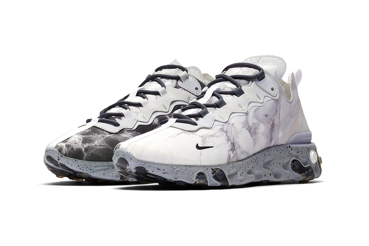 Kendrick Lamar Nike NikeLab React Element 55 KL Pure Platinum/Clear/Wolf Grey Cj3312-001 sneakers release info buy cop purchase collaboration marble