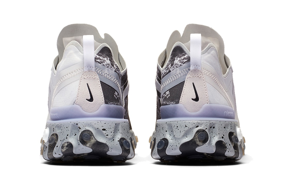 Kendrick Lamar Nike NikeLab React Element 55 KL Pure Platinum/Clear/Wolf Grey Cj3312-001 sneakers release info buy cop purchase collaboration marble