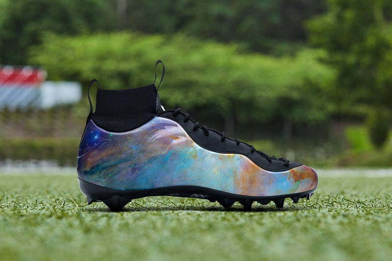 Odell Beckham Jr. Week 9 Air Foamposite One "Alternate Galaxy" Cleats Closer Look Footwear Nike Cleveland Browns OBJ Football NFL Vapor Untouchable Pro 3 Uptempo Cleat