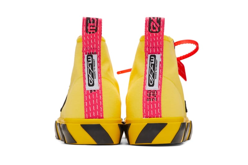 off white black and yellow shoes