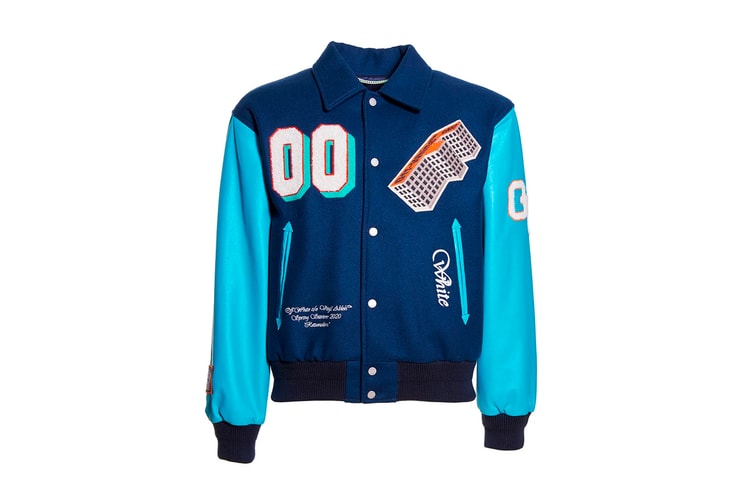 Off-White™ Drops "Golden Ratio" Leather Varsity Jacket