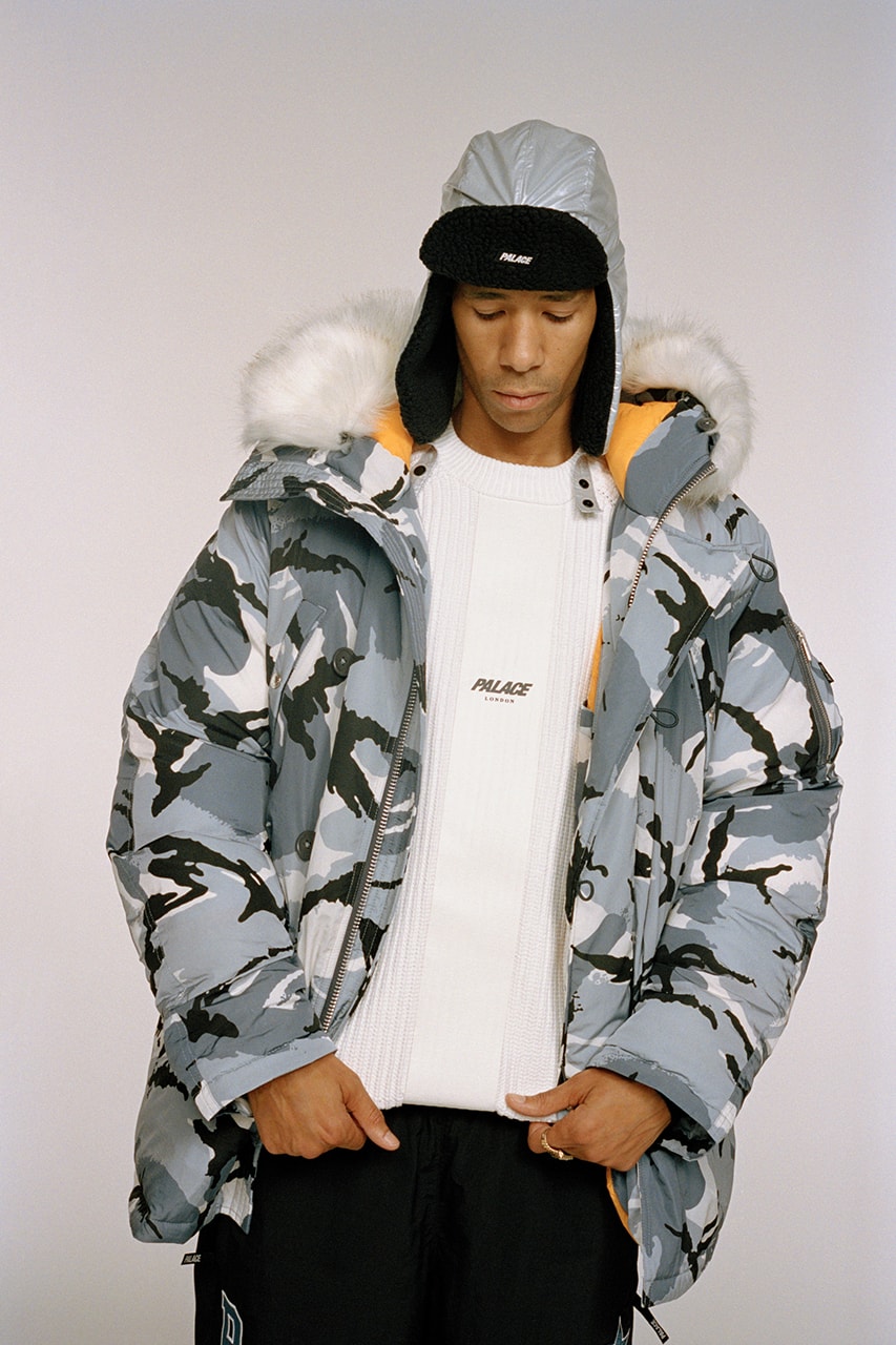 palace skateboards ultimo 2019 lookbook collection buy cop purchase london japan la los angeles new york store release information tracksuit puffa jacket parka camouflage