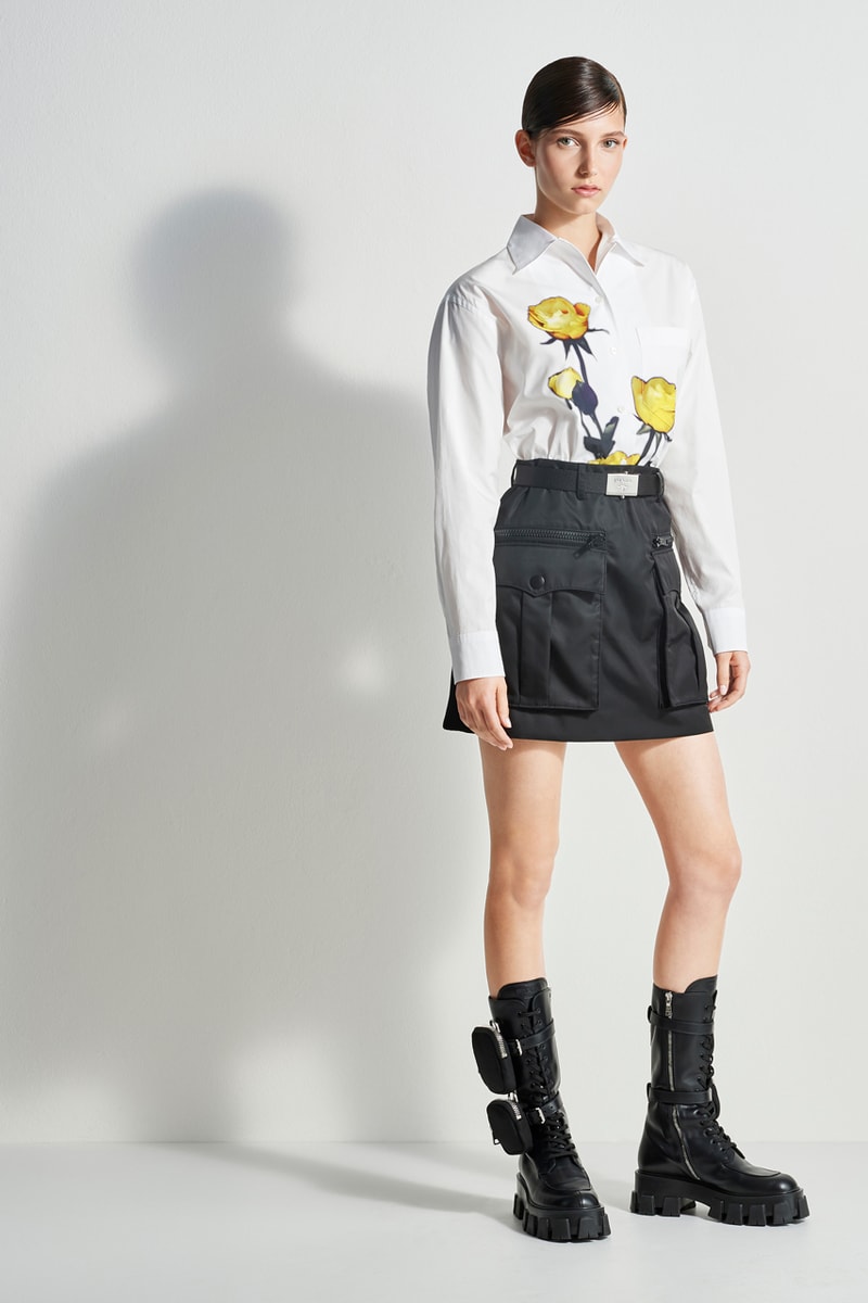 prada escape collection capsule launch fall 2019 outdoor travel gear ready to wear accessories lifestyle clothing compass gabardine nylon outerwear double match shirt camouflage pants 