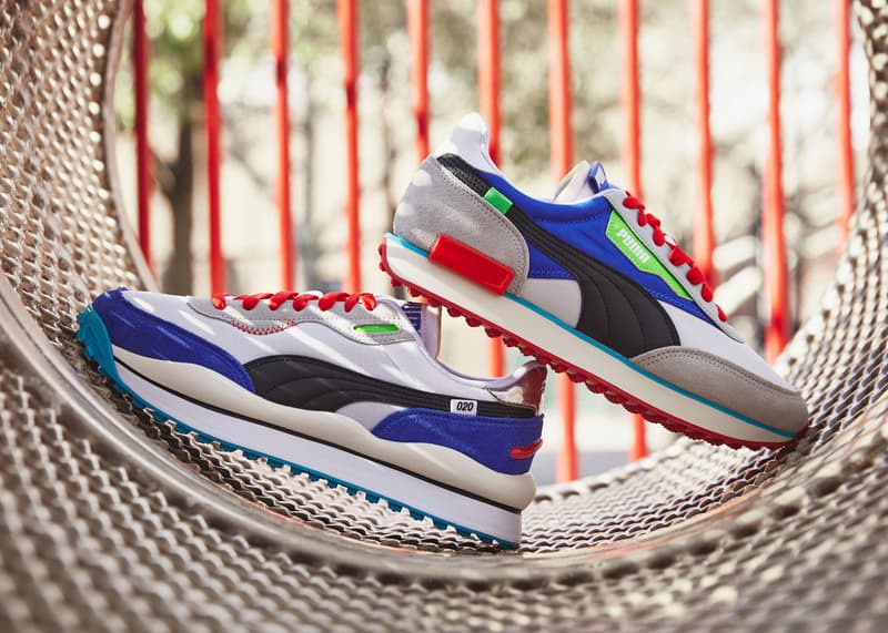 Puma Reintroduces Future Rider and Style Rider Federbein RIDERFOAM tech outsole minimalist design flamboyant multi color shoes revamp Puma Fast rider