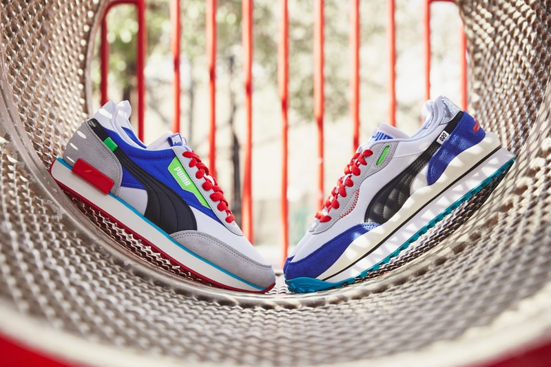 Puma Reintroduces Future Rider and Style Rider Federbein RIDERFOAM tech outsole minimalist design flamboyant multi color shoes revamp Puma Fast rider