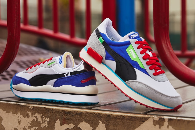 Puma Reintroduces Future Rider and Style Rider Federbein RIDERFOAM tech outsole minimalist design flamboyant multi color shoes revamp Puma Fast rider