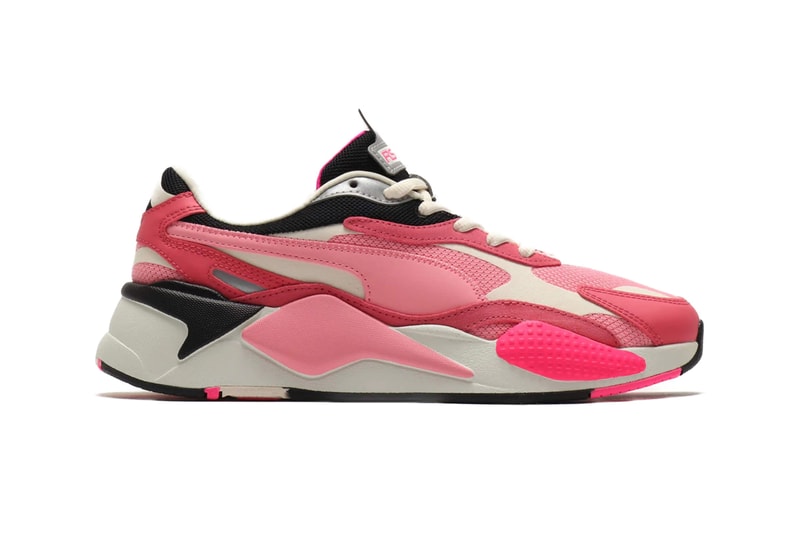 PUMA RS X3 Puzzle Love Char Rose Limestone black eva mold sneakers trainers footwear shoes runners three dimensional sidestripe spring season 2019 collection multi panel sportswear