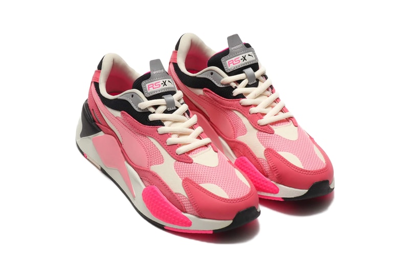 PUMA RS X3 Puzzle Love Char Rose Limestone black eva mold sneakers trainers footwear shoes runners three dimensional sidestripe spring season 2019 collection multi panel sportswear
