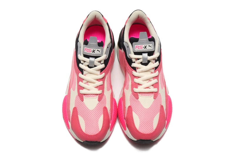 PUMA RS X3 Puzzle Love Char Rose Limestone black eva mold sneakers trainers footwear shoes runners three dimensional sidestripe spring season 2019 collection multi panel sportswear