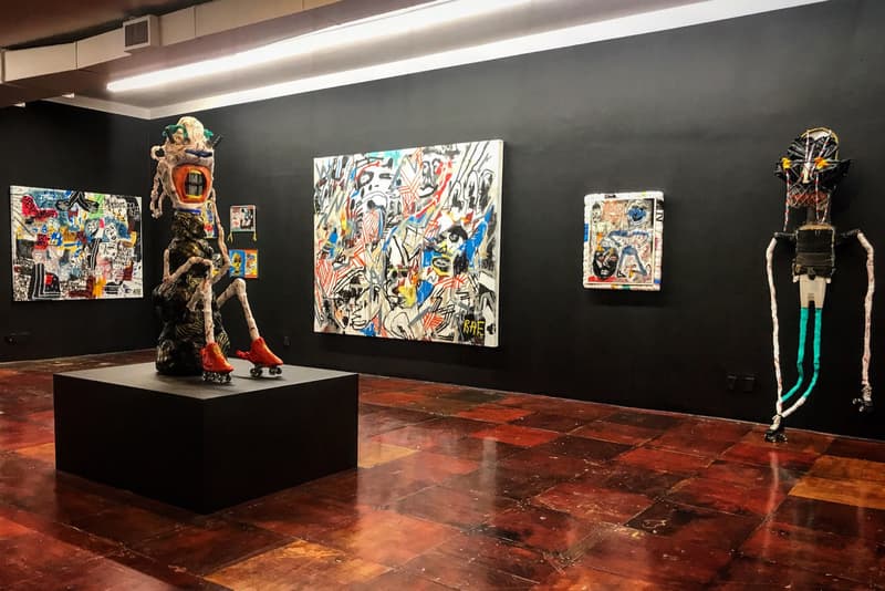 RAE "These Daze" Exhibition Info Paintings Found-Object Sculptures Plastic Wood Metal