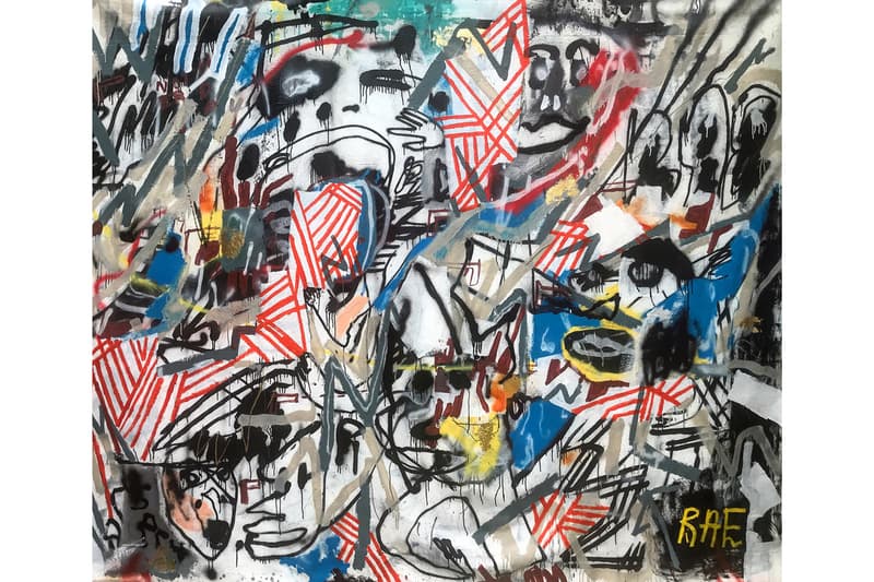 RAE "These Daze" Exhibition Info Paintings Found-Object Sculptures Plastic Wood Metal