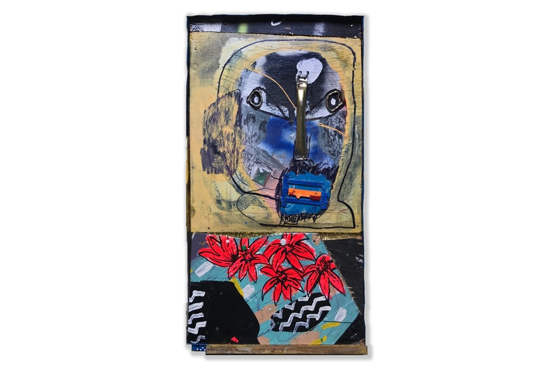 RAE "These Daze" Exhibition Info Paintings Found-Object Sculptures Plastic Wood Metal 
